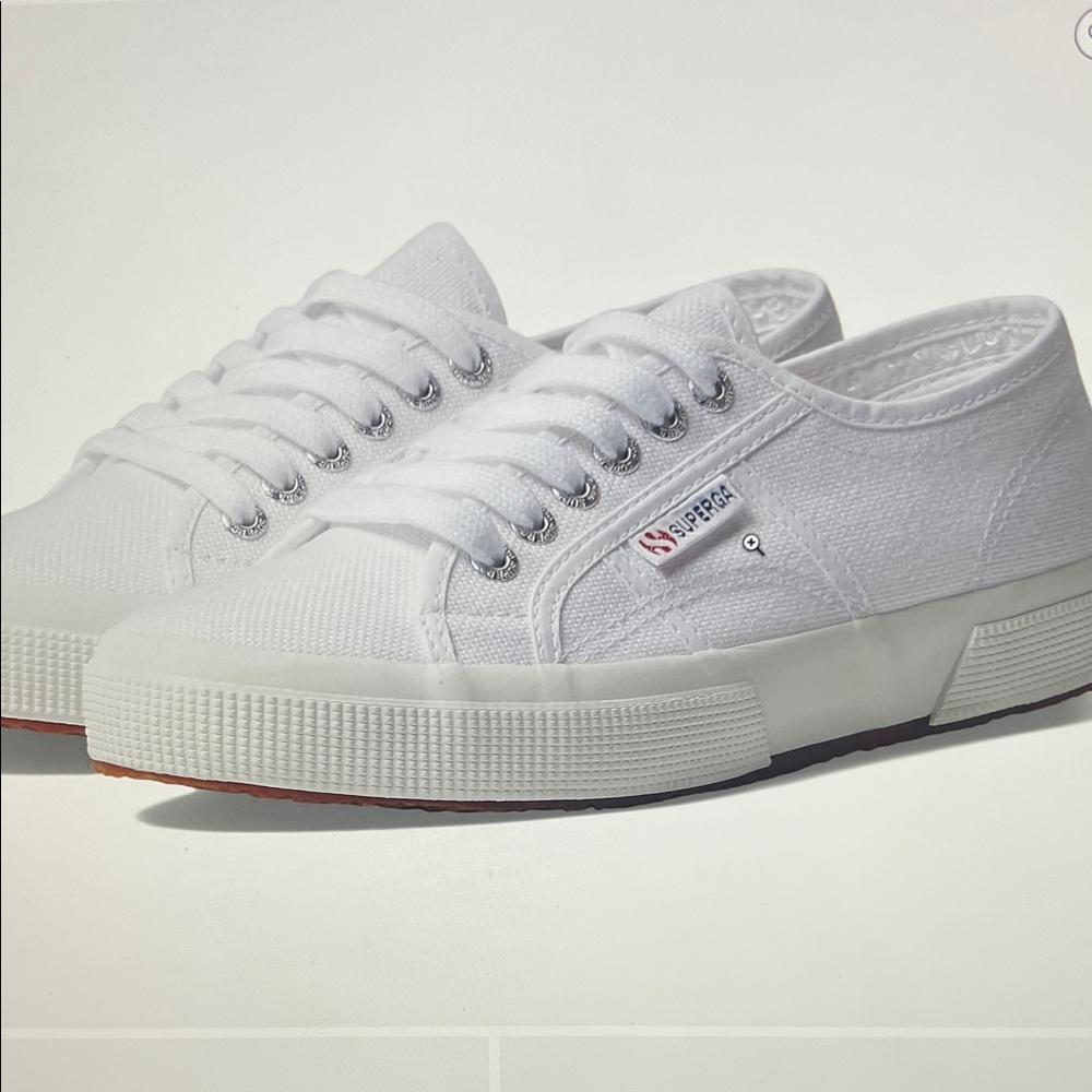 Superga White Lace-Up Canvas Shoes